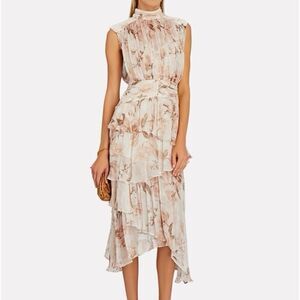 Shona Joy Floral Midi Dress in Cream and Pink